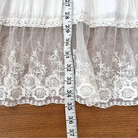 Lapis White Lace Maxi Skirt with Brown Waistband - Picture 13 of 15